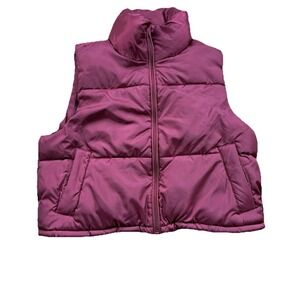Puffer Vest Maroon Standup Collar Zip Slash Pockets Medium Urban Republic